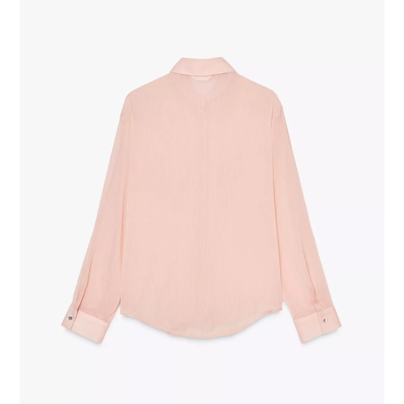 NWT Zara Textured Front Blouse in Blush Sz. L - Picture 7 of 7